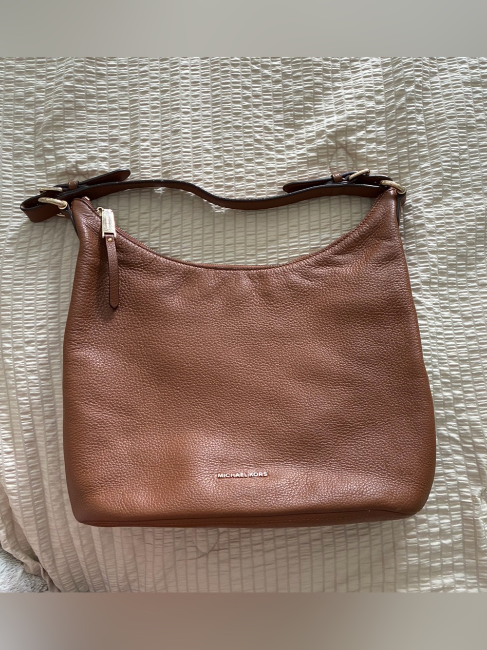 Michael Kors Cognac Pebbled Leather Messenger Shoulder Bag